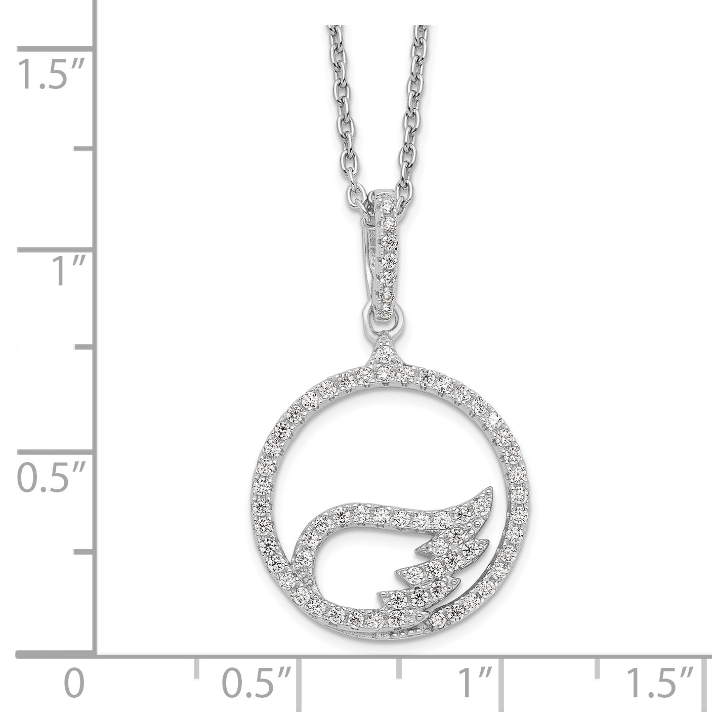 Brilliant Embers Sterling Silver Rhodium-plated 67 Stone 18 inch Micro Pav‚ CZ Wing Necklace with 2 Inch Extender