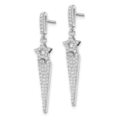 Brilliant Embers Sterling Silver Rhodium-plated 108 Stone Micro Pav‚ CZ Star Dangle Post Earrings