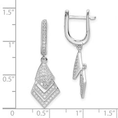 Brilliant Embers Sterling Silver Rhodium-plated 114 Stone Micro Pav‚ CZ Hinged Dangle Earrings