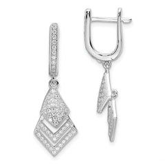 Brilliant Embers Sterling Silver Rhodium-plated 114 Stone Micro Pav‚ CZ Hinged Dangle Earrings