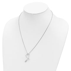 Brilliant Embers Sterling Silver Rhodium-plated 22 Stone 18 inch Micro Pav‚ CZ Arrow Heart Necklace with 2 Inch Extender