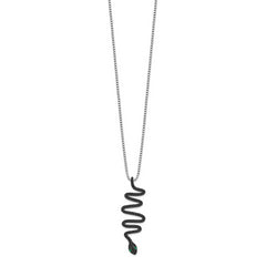 Brilliant Embers Sterling Silver Snake Necklace with Green Black Spinel