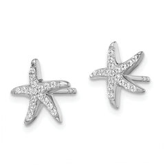 Brilliant Embers Sterling Silver Rhodium-plated 336 Stone Micro Pav‚ CZ Starfish Post Earrings