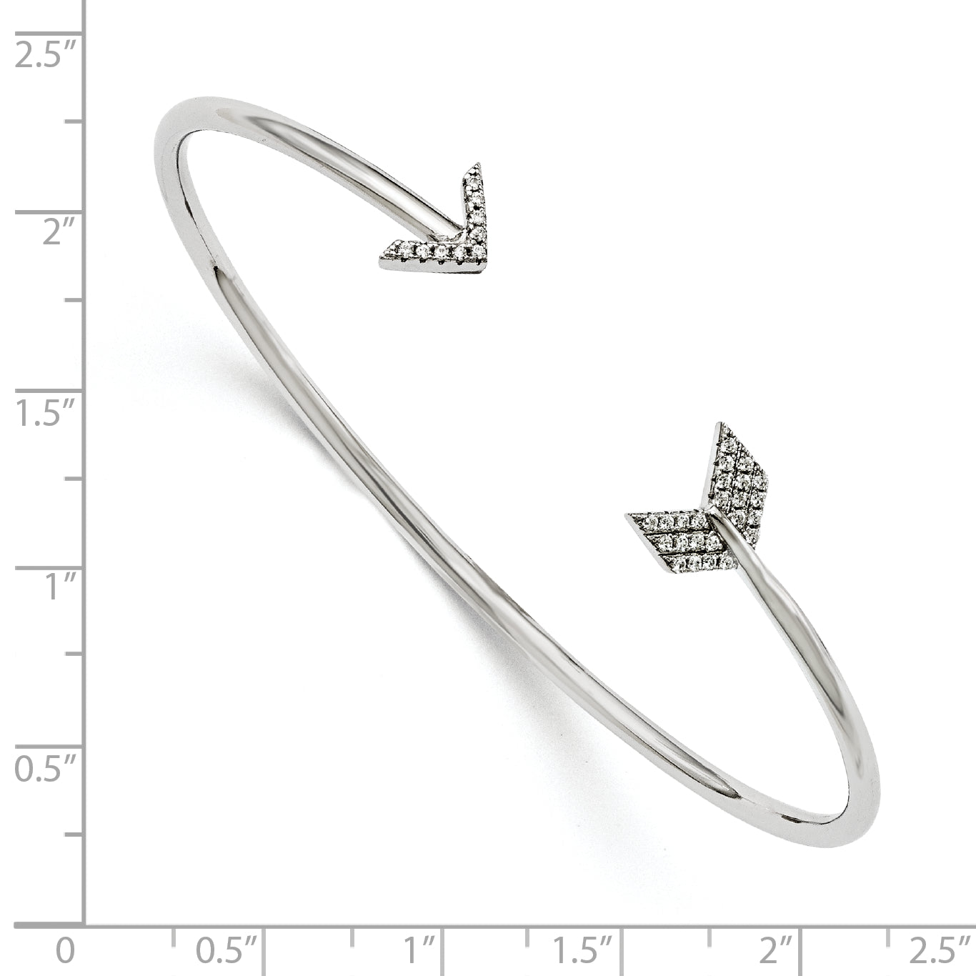 Brilliant Embers Sterling Silver Rhodium-plated 33 Stone Micro Pav‚ CZ Arrow Bangle