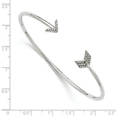 Brilliant Embers Sterling Silver Rhodium-plated 33 Stone Micro Pav‚ CZ Arrow Bangle