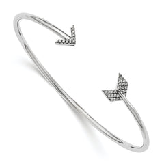 Brilliant Embers Sterling Silver Rhodium-plated 33 Stone Micro Pav‚ CZ Arrow Bangle