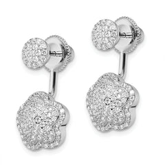 Sterling Silver CZ Convertible Back Earrings for Women