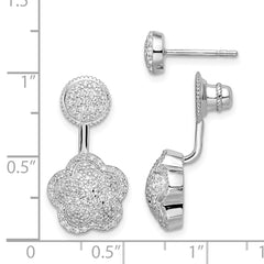 Sterling Silver CZ Convertible Back Earrings for Women