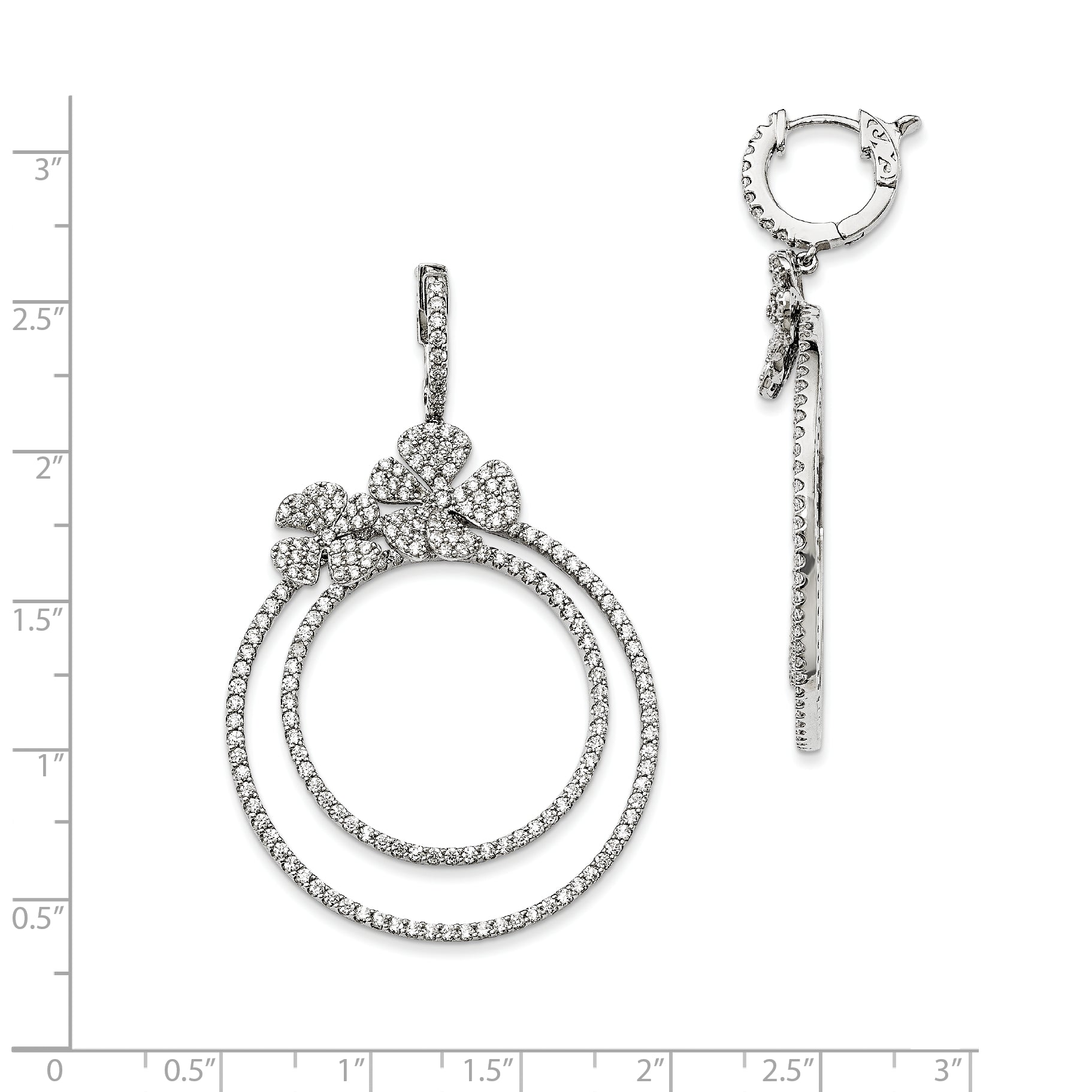 Sterling Silver 925 CZ Dangle Hoop Earrings by Sophia Jewelers