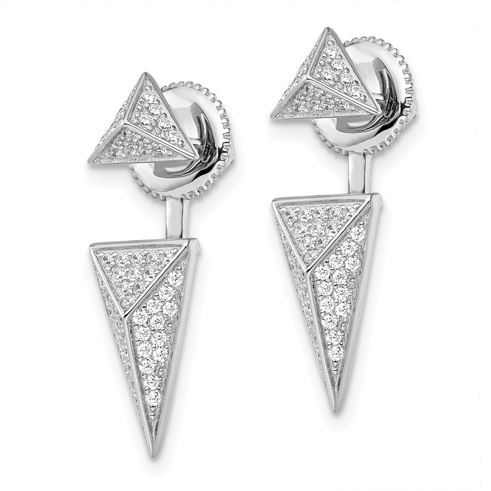 Brilliant Embers Sterling Silver Rhodium-plated 104 Stone Micro Pav‚ CZ Convertible Back Earrings