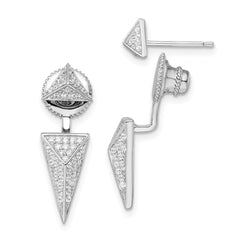 Brilliant Embers Sterling Silver Rhodium-plated 104 Stone Micro Pav‚ CZ Convertible Back Earrings