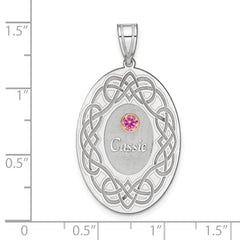 Sterling Silver Rhodium-plated/14k Bezel Crystal Family Pendant