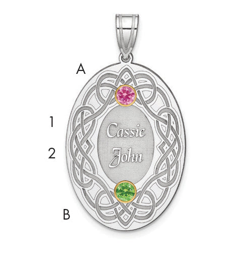 Sterling Silver Rhodium-plated/14k Bezel Crystal Family Pendant