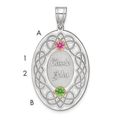 Sterling Silver Rhodium-plated/14k Bezel Crystal Family Pendant