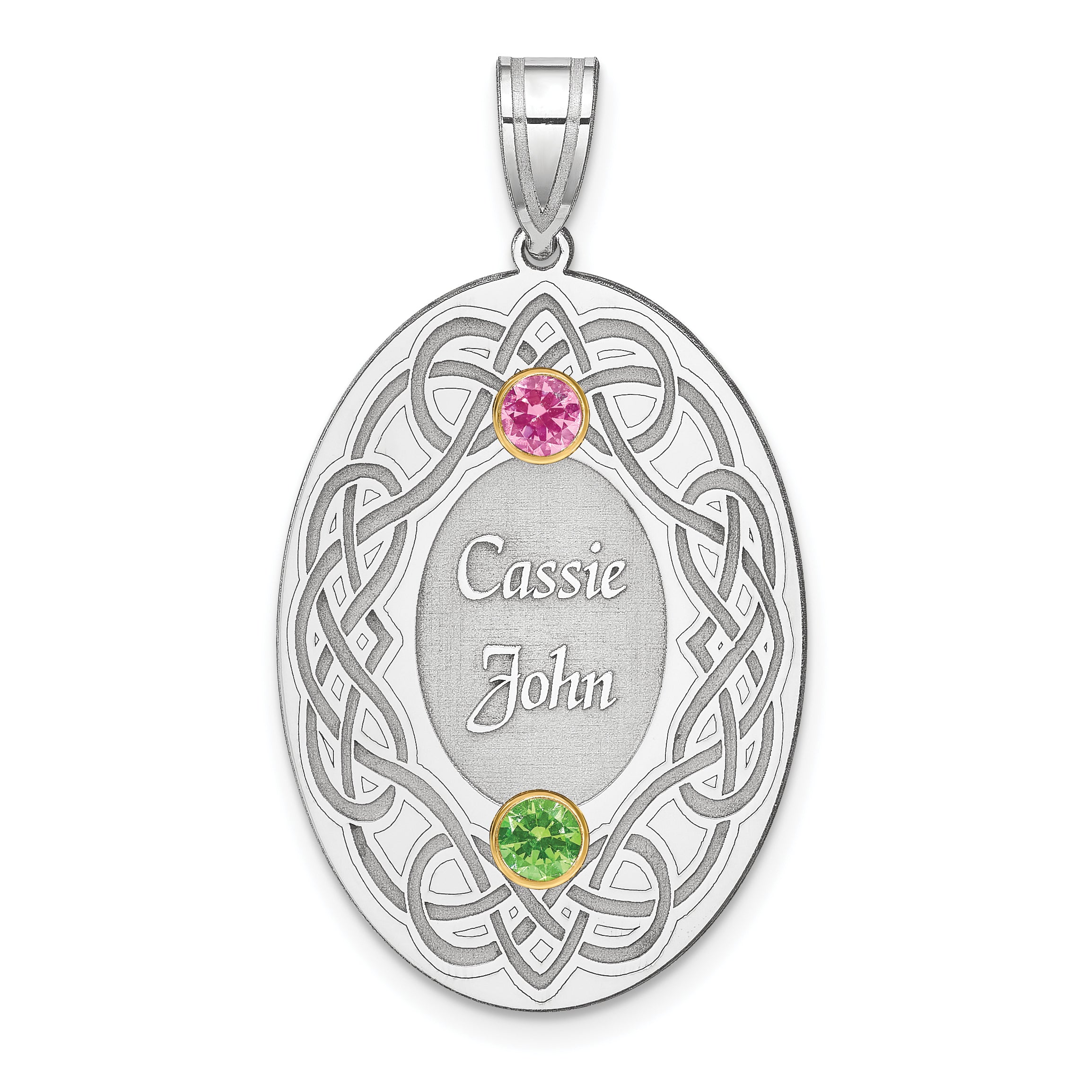 Sterling Silver Rhodium-plated/14k Bezel Crystal Family Pendant