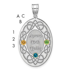 Sterling Silver Rhodium-plated/14k Bezel Crystal Family Pendant