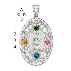 Sterling Silver Rhodium-plated/14k Bezel Crystal Family Pendant