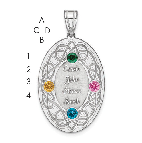 Sterling Silver Rhodium-plated Crystal Family Pendant