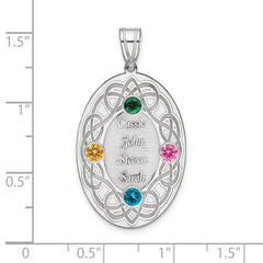 Sterling Silver Rhodium-plated Crystal Family Pendant