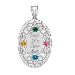 Sterling Silver Rhodium-plated Crystal Family Pendant