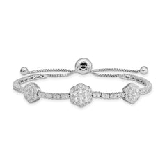 Sterling Shimmer Sterling Silver Rhodium-plated 133 Stone CZ Adjustable 5 inch up to 9 inch Bracelet