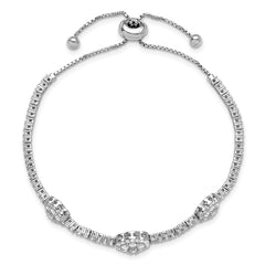 Sterling Shimmer Sterling Silver Rhodium-plated 133 Stone CZ Adjustable 5 inch up to 9 inch Bracelet