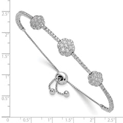 Sterling Shimmer Sterling Silver Rhodium-plated 133 Stone CZ Adjustable 5 inch up to 9 inch Bracelet