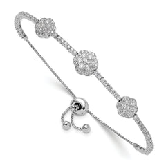 Sterling Shimmer Sterling Silver Rhodium-plated 133 Stone CZ Adjustable 5 inch up to 9 inch Bracelet