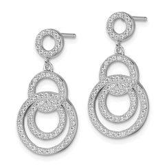 Brilliant Embers Sterling Silver Rhodium-plated 164 Stone Micro Pav‚ CZ Circle Dangle Post Earrings