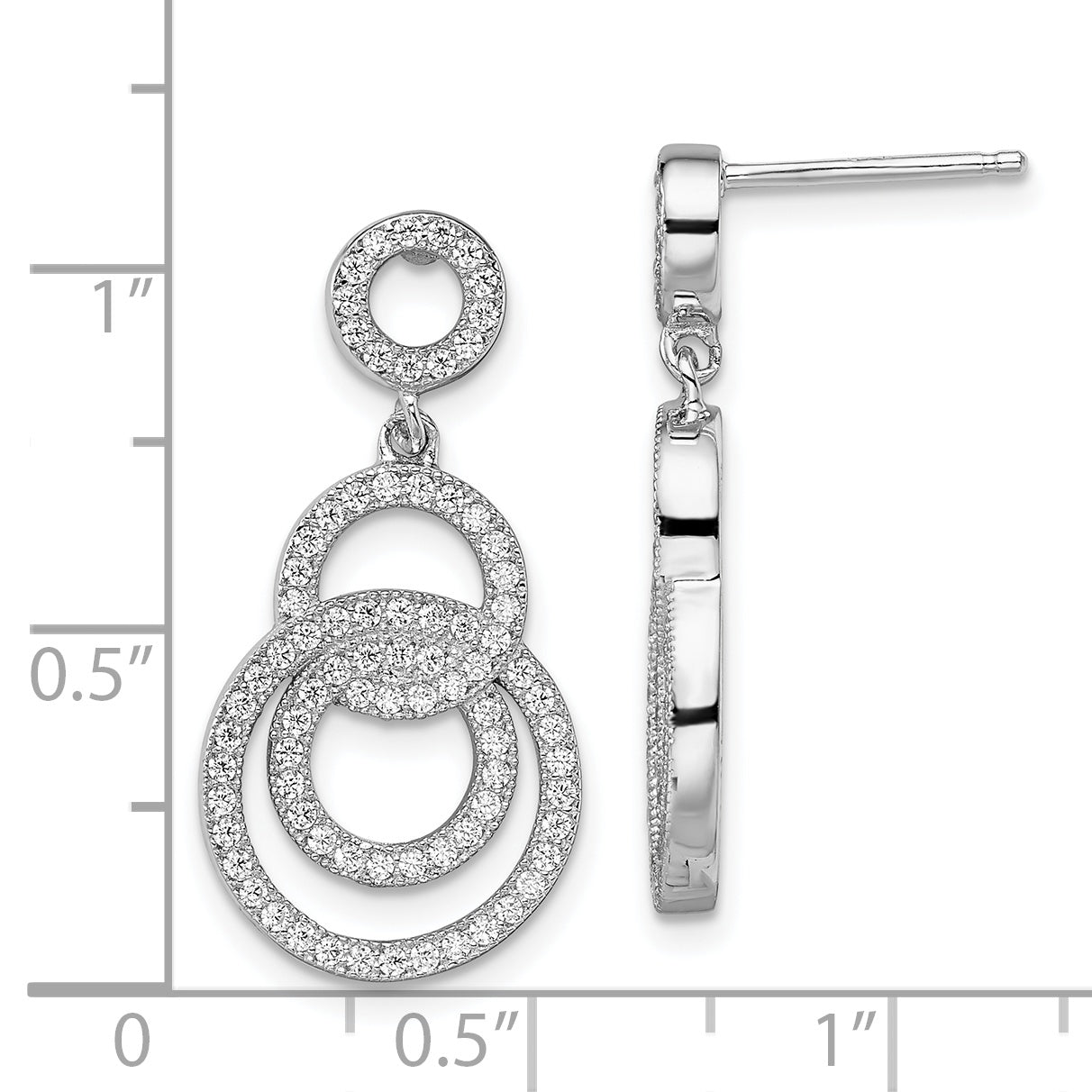 Brilliant Embers Sterling Silver Rhodium-plated 164 Stone Micro Pav‚ CZ Circle Dangle Post Earrings