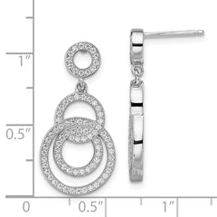 Brilliant Embers Sterling Silver Rhodium-plated 164 Stone Micro Pav‚ CZ Circle Dangle Post Earrings