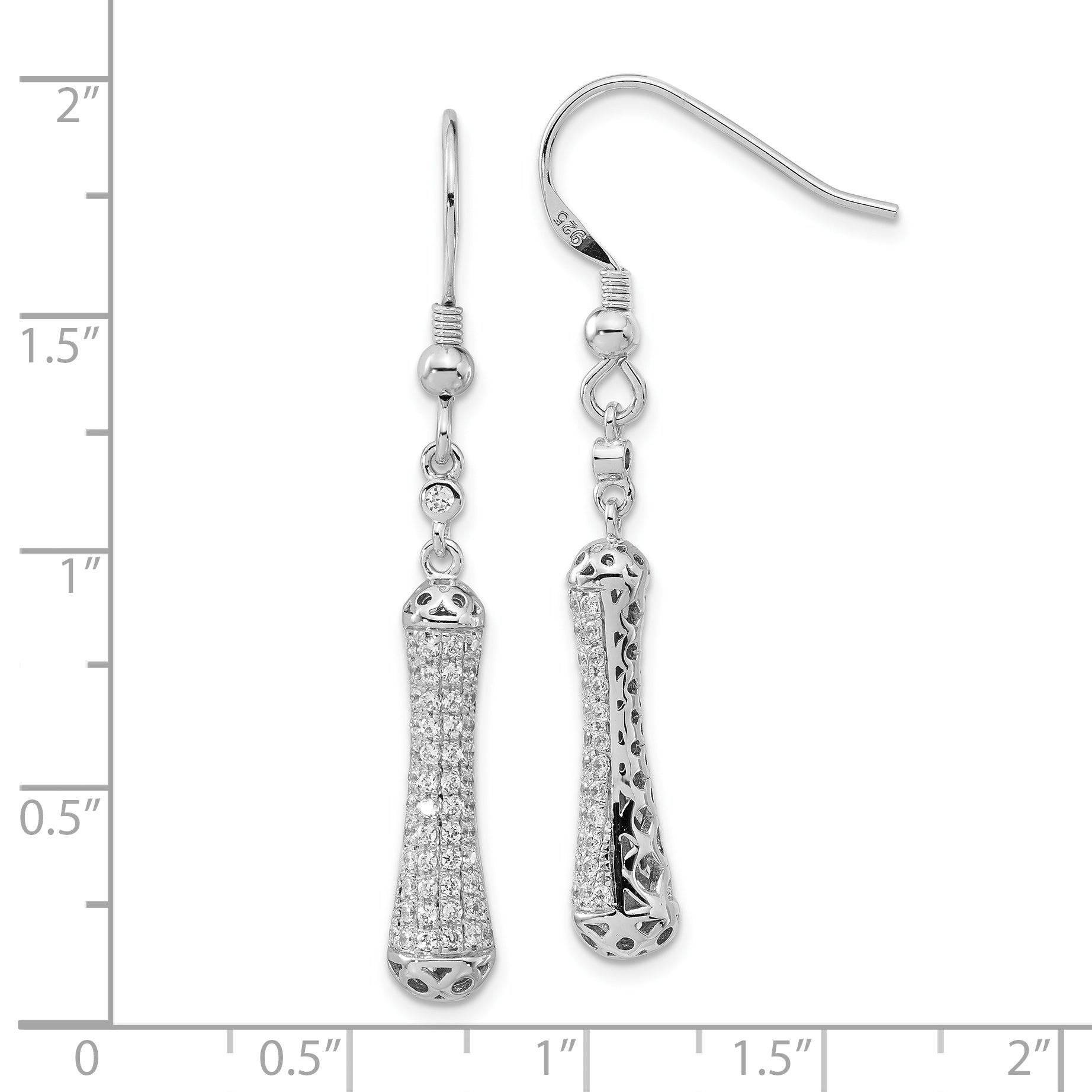 Brilliant Embers Sterling Silver Polished CZ Dangle Earrings