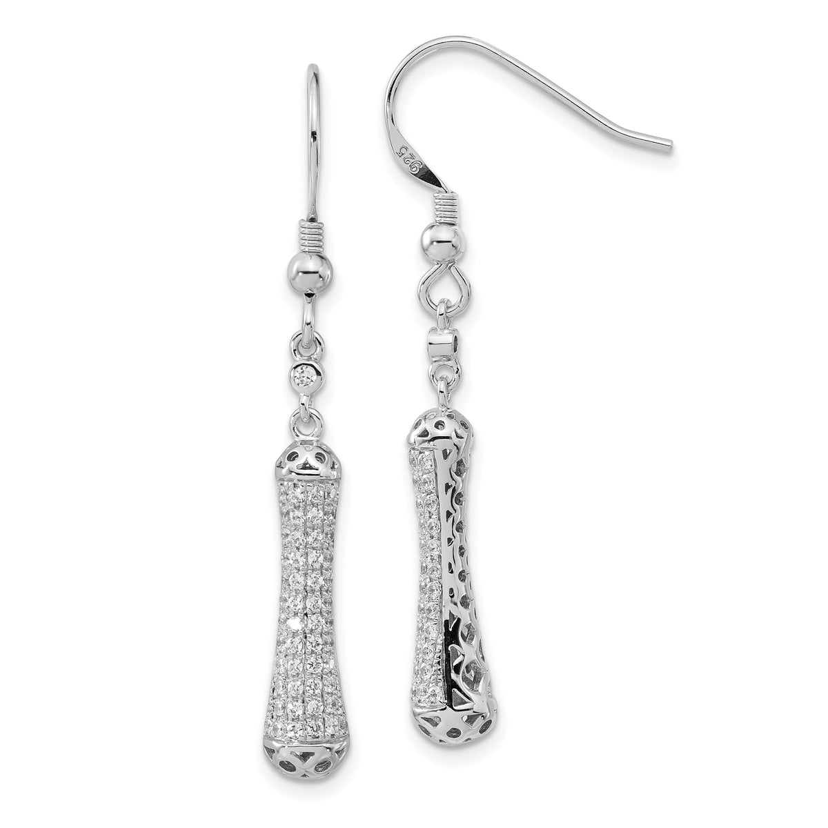 Brilliant Embers Sterling Silver Polished CZ Dangle Earrings