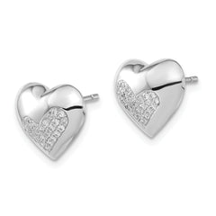 Brilliant Embers Sterling Silver Polished CZ Heart Post Earrings