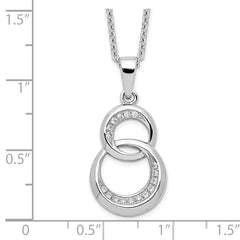 Brilliant Embers Sterling Silver Rhodium-plated 26 Stone 18 inch Micro Pav‚ CZ Polished Circle Necklace with 2 Inch Extender