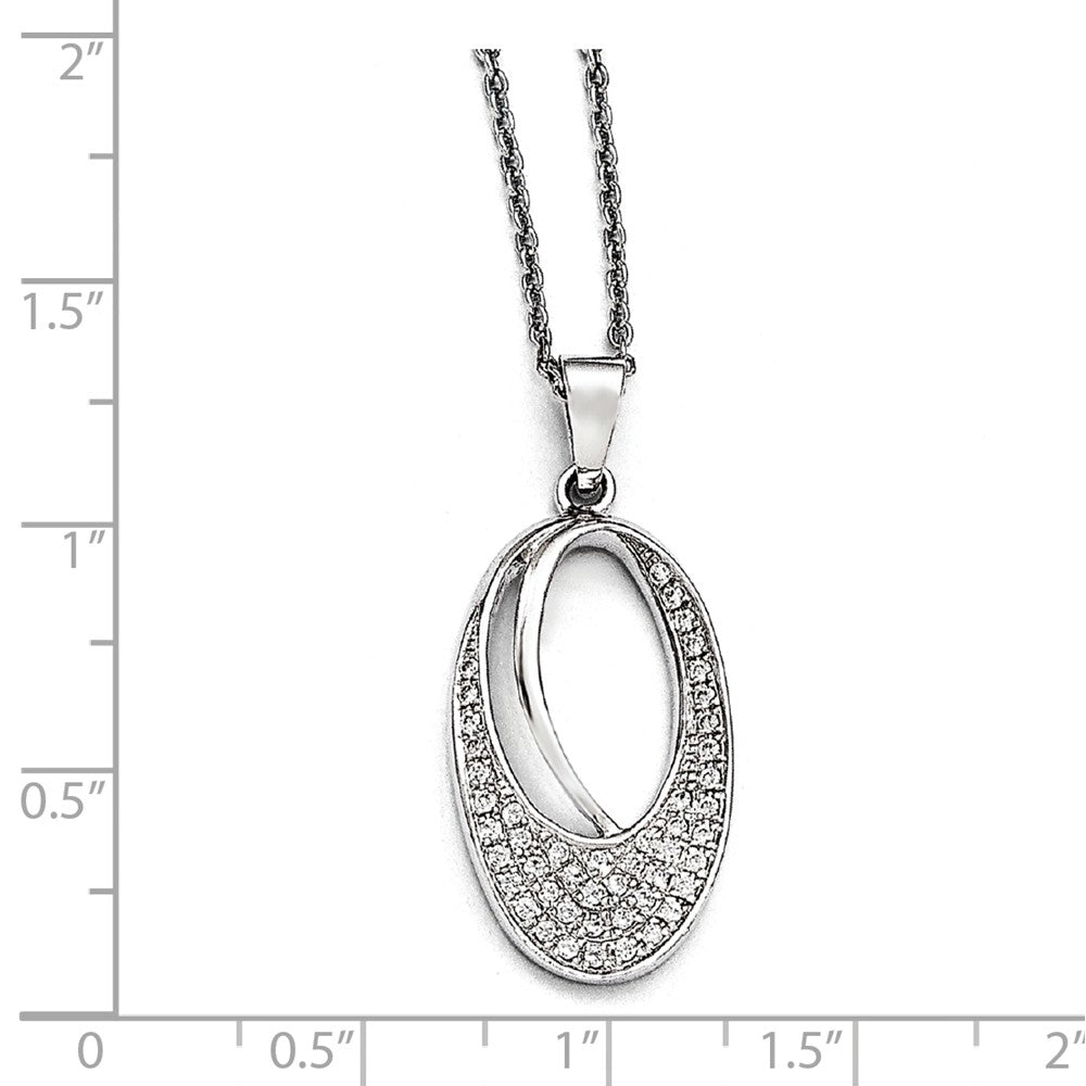 Sterling Silver & CZ Brilliant Embers Polished Oval Necklace