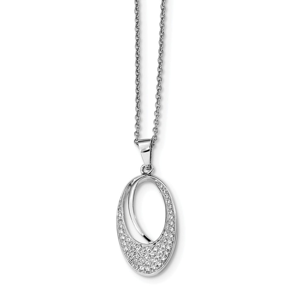 Sterling Silver & CZ Brilliant Embers Polished Oval Necklace