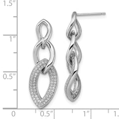 Brilliant Embers Sterling Silver Rhodium-plated 132 Stone Micro Pav‚ CZ Dangle Post Earrings