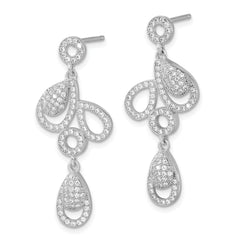 Brilliant Embers Sterling Silver Polished Fancy CZ Post Dangle Earrings