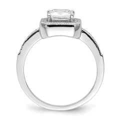 Brilliant Embers Sterling Silver Rhodium-plated 37 Stone Halo Micro Pav‚ CZ Ring