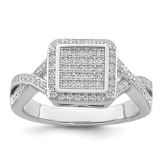 Brilliant Embers Sterling Silver Rhodium-plated 81 Stone Micro Pav‚ CZ Ring