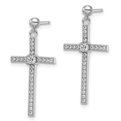 Brilliant Embers Sterling Silver Rhodium-plated 50 Stone Micro Pav‚ CZ Cross Dangle Earrings