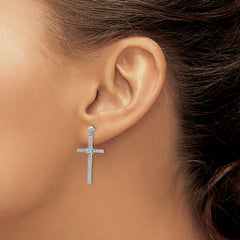 Brilliant Embers Sterling Silver Rhodium-plated 50 Stone Micro Pav‚ CZ Cross Dangle Earrings