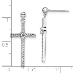 Brilliant Embers Sterling Silver Rhodium-plated 50 Stone Micro Pav‚ CZ Cross Dangle Earrings