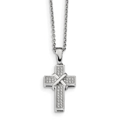 Sophia Jewelers Sterling Silver Polished Cross Necklace with CZ Sparkle