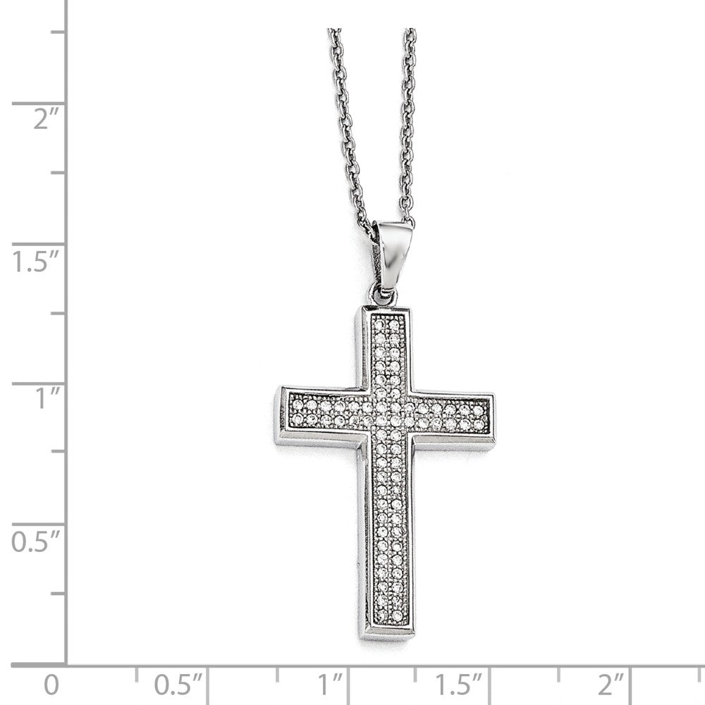 Sterling Silver & CZ Brilliant Embers Polished Cross Necklace