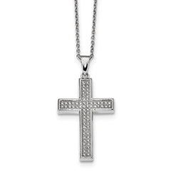 Sophia Jewelers Sterling Silver 925 Cross Necklace with CZ Embers