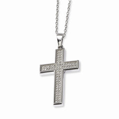 Sophia Jewelers Sterling Silver 925 Cross Necklace with CZ Embers