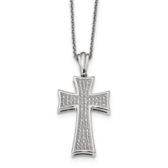 Sophia Jewelers Sterling Silver CZ Cross Necklace with Polished Finish