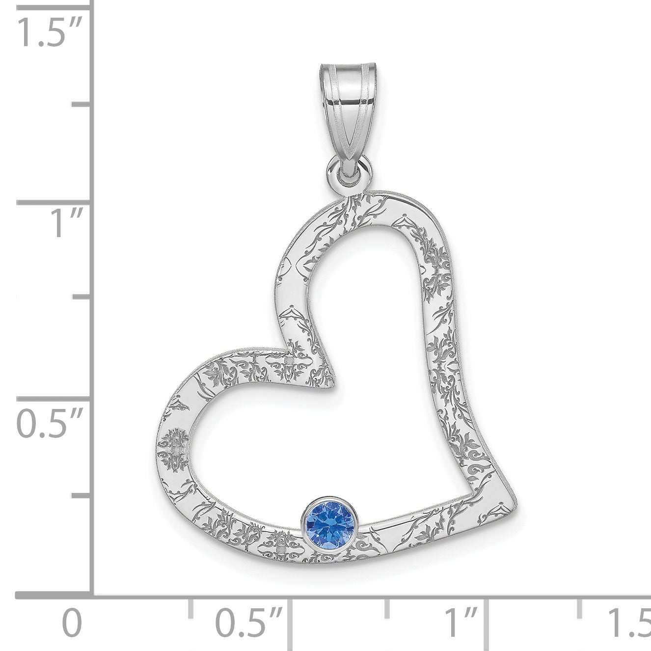 SS/Rhodium-plated 1 Birthstone Heart with SS Bezel Family Pendant